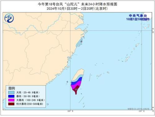 台风预警:“山陀儿”将于2日夜间至3日早晨在台湾岛沿海登陆