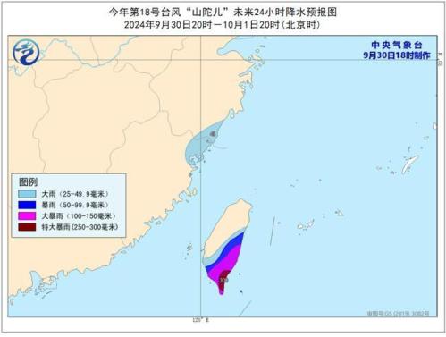 台风橙色预警:超强台风“山陀儿”将于10月2日登陆台湾岛沿海