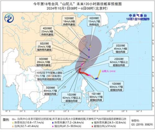 台风橙色预警:“山陀儿”缓慢靠近台湾岛 强度或略有加强