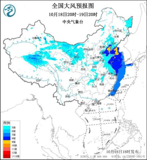 大风黄色预警:辽宁山东内蒙古新疆西藏部分地区阵风将达8至9级